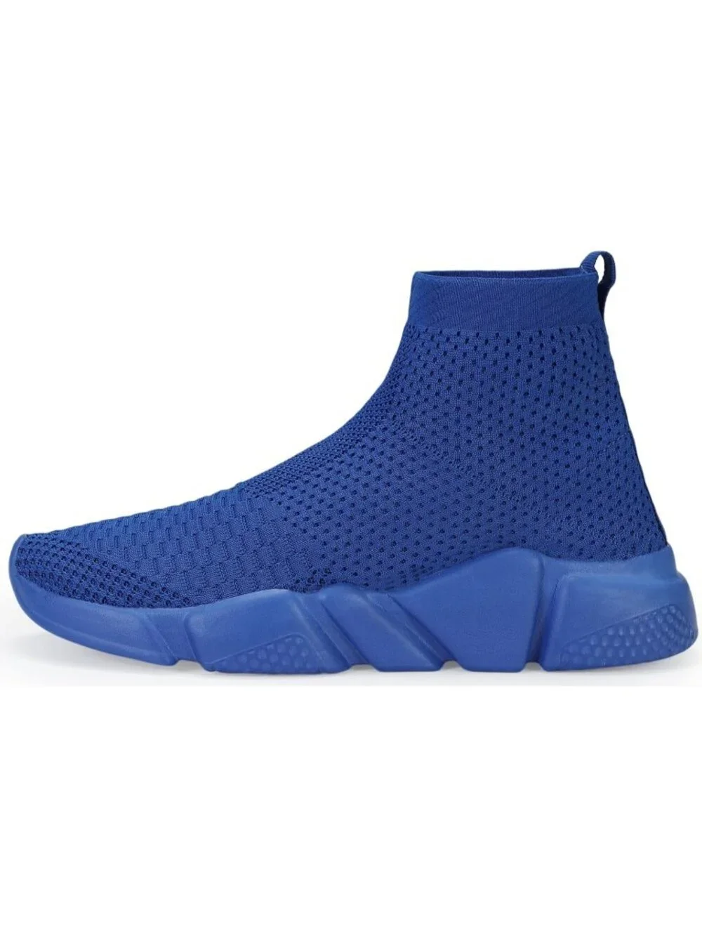 Men's Blue Lightweight High Top Sneakers Breathable Knit Athletic Running Shoes